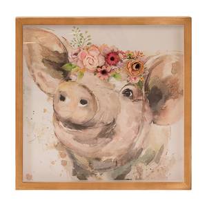 Bild Schweinchen Mathilde Holz / Glas - Pink