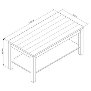 Salontafel Touros massief grenenhout -wit grenenhout/grijs