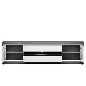 Meuble TV Curlewis Blanc brillant / Anthracite - Largeur : 195 cm