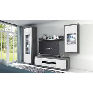 Tv-meubel Curlewis hoogglans wit/antracietkleurig - Breedte: 195 cm