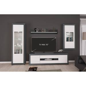 Meuble TV Curlewis Blanc brillant / Anthracite - Largeur : 195 cm