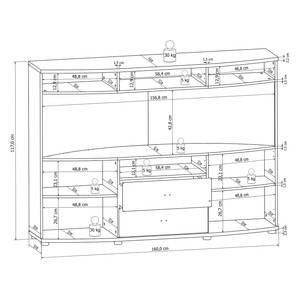 Buffet haut Mury I Blanc brillant / Anthracite