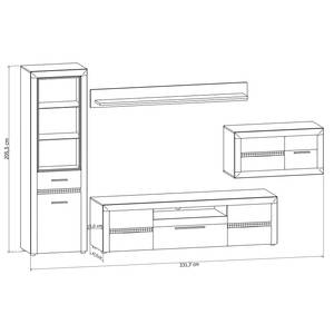 Woonwand Charnocks I (4-delig) hoogglans wit/zwart