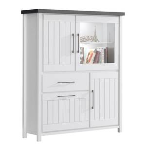 Highboard Touros I massief grenenhout -wit grenenhout/grijs