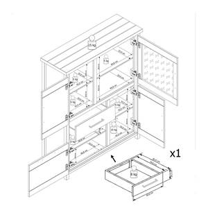 Highboard Touros I massief grenenhout -wit grenenhout/grijs