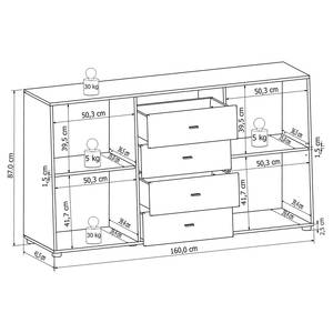 Sideboard Moitin Hochglanz Schwarz / Schwarz