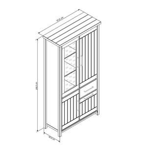 Vitrine Touros I Pin massif - Pin blanc / Gris