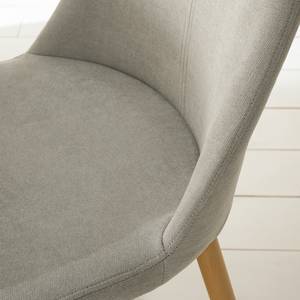 Chaise capitonnée Unja (lot de 2) Tissu / Acier - Hêtre - Gris clair