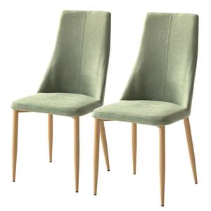 Chaise capitonnée Unja (lot de 2) Tissu / Acier - Hêtre - Menthe