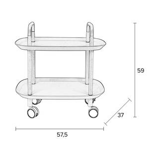 Bijzettafel Trolley Deels massief beukenhout - Wit