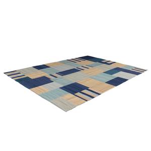 Laagpolig vloerkleed Radical 315 wol - blauw/meerdere kleuren - 290 x 200 cm