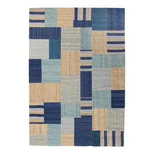 Laagpolig vloerkleed Radical 315 wol - blauw/meerdere kleuren - 150 x 80 cm