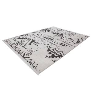 Hoogpolig vloerkleed Agadir 110 geweven stof - wit/zwart - 150 x 80 cm