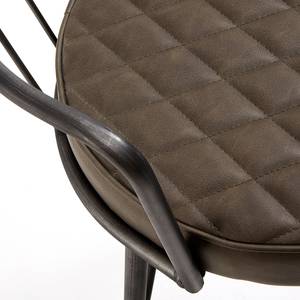 Chaise de bar Hegne (lot de 2) Imitation cuir / Acier - Marron vintage / Anthracite
