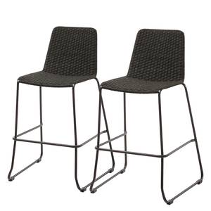 Chaise de bar Cabali (lot de 2) Tressage / Métal - Noir - Noir