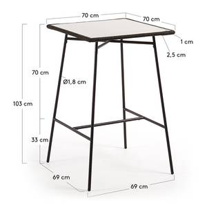 Table haute Kiro Polyciment / Métal - Blanc / Noir