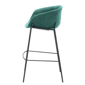 Chaise de bar Baxa II Velours / Métal - Noir - Turquoise