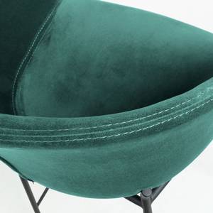 Chaise de bar Baxa II Velours / Métal - Noir - Turquoise