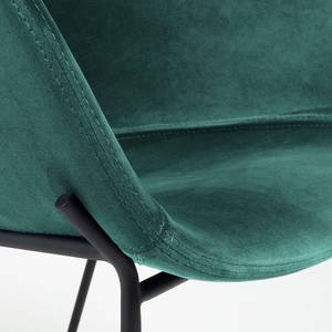 Chaise de bar Baxa II Velours / Métal - Noir - Turquoise