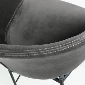 Chaise de bar Baxa II Velours / Métal - Noir - Gris