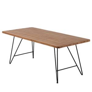 Table Karata Teck massif / Acier - Noir / Teck - Largeur : 200 cm