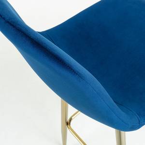 Chaise de bar Sendo (lot de 2) Velours/ Métal - Bleu / Doré