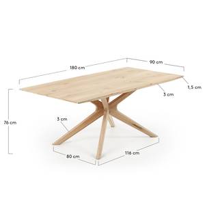 Eettafel Minos massief eikenhout/eikenhout - 180 x 90 cm