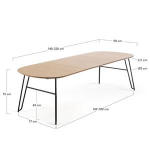 Table Tauro Extensible - Métal - Noir / Chêne - Largeur : 140 cm