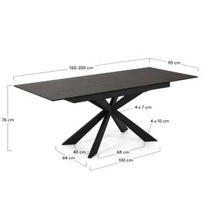 Esstisch Zera ausziehbar - Keramik / Metall - Anthrazit / Schwarz