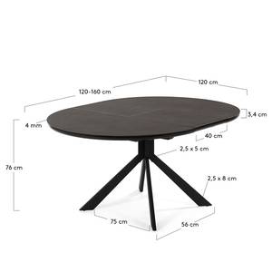 Table Azena Extensible - Céramique / Métal - Anthracite / Noir