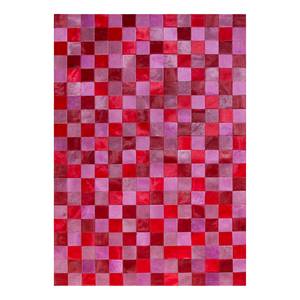 Tapis en peau Multi Toned Cuir véritable - Rose vif / Rouge - 200 x 290 cm