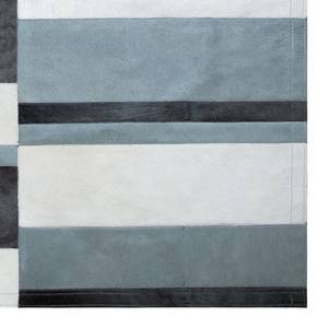 Tapis en peau Art Deco Stripe Cuir véritable - Bleu gris / Blanc cassé - 160 x 230 cm