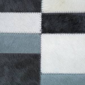 Tapis en peau Art Deco Stripe Cuir véritable - Bleu gris / Blanc cassé - 160 x 230 cm