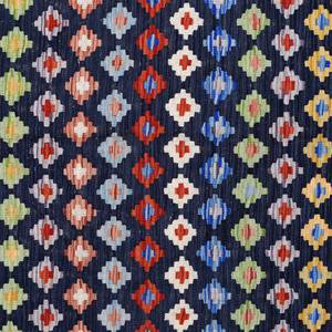 Wollen vloerkleed Resa Kelim Scheerwol - donkerblauw/meerder kleuren - 200 x 290 cm