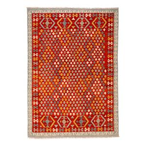 Tapis en laine Amir Kelim Laine vierge - Terre cuite / Jaune - 140 x 200 cm