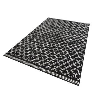 Laagpolig vloerkleed Chain geweven stof - zwart/wit - 140 x 200 cm