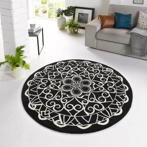 Laagpolig vloerkleed Mandala geweven stof - Zwart