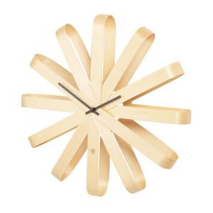 Wandklok Ribbonwood espenhout/lindehout/aluminium - beige