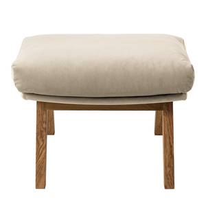 Gestoffeerde hocker GARBO houten pootjes Velours Shyla: Beige - Donkere eikenhout