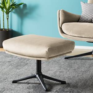 Gestoffeerde hocker GARBO met kruisvoet geweven stof - Velours Shyla: Beige - Zwart