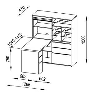 Bureau Mini-Office Jale Gris brillant