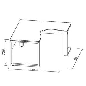 Bureau d’angle Marrara Gris minéral - Angle à droite (vu de face)