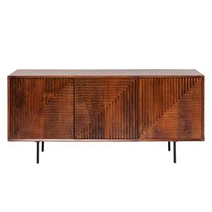 Sideboard Grooves Mango massiv / Stahl - Mango / Schwarz