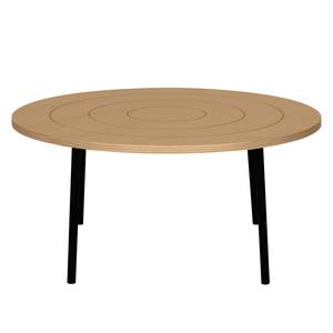 Table basse Ply Placage en bois véritable / Métal - Noyer / Noir - Chêne clair - Diamètre : 80 cm