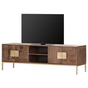 Tv-meubel Lyss II massief acaciahout/metaal - bruin acaciahout/messingkleurig