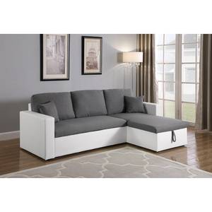 Ecksofa Coventry II Kunstleder/Webstoff - Grau / Weiß