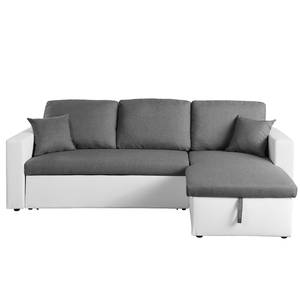 Ecksofa Coventry II Kunstleder/Webstoff - Grau / Weiß