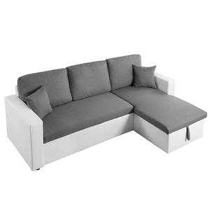 Ecksofa Coventry II Kunstleder/Webstoff - Grau / Weiß