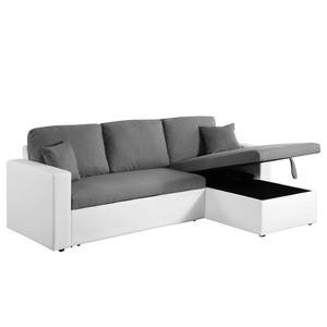 Ecksofa Coventry II Kunstleder/Webstoff - Grau / Weiß