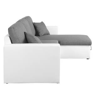Canapé d'angle Coventry II Imitation cuir / Tissu - Blanc / Gris